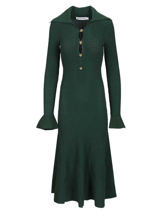 Kknitted Midi Dress Dresses Green