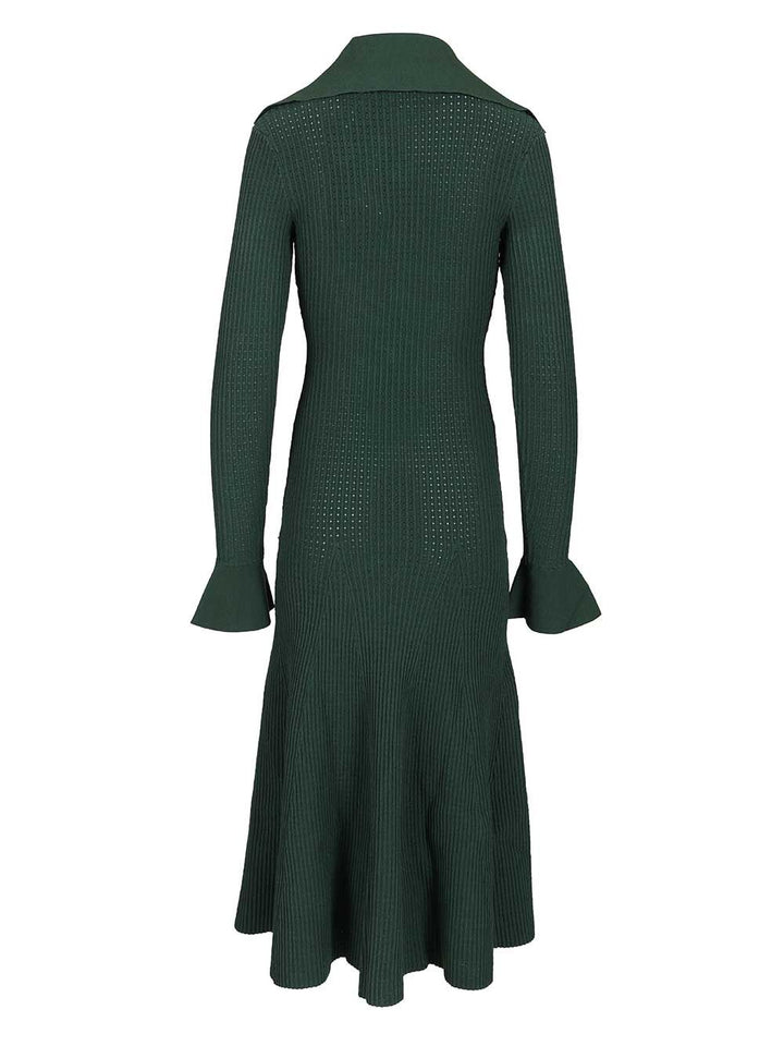 Self-Portrait Green Keyhole Knit Midi Dress Dresses - Green | 4345c5d07e46ed5ee30baf18b15a77c664dbc07a