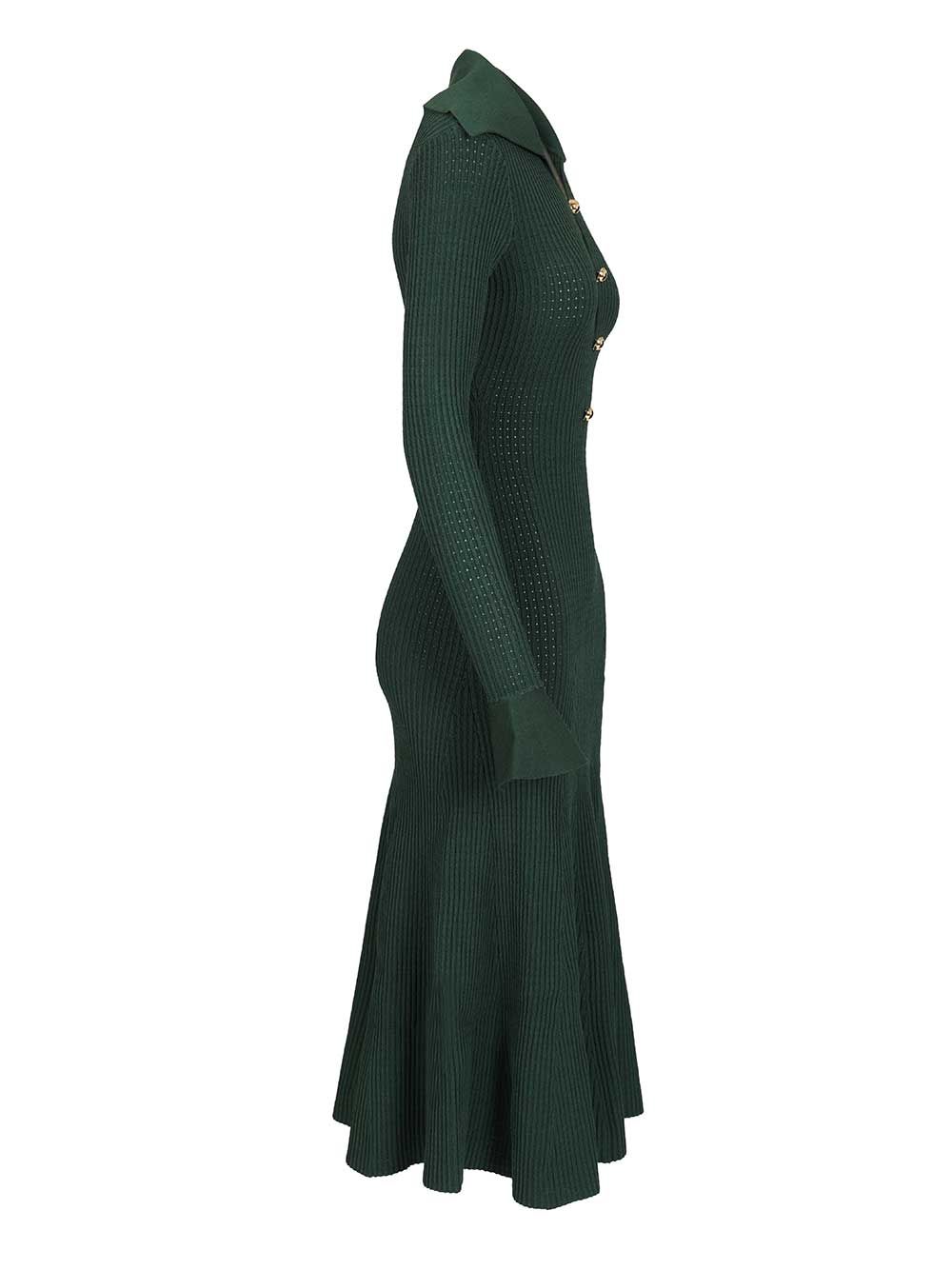 Self-Portrait Kknitted Midi Dress Dresses - Green | 69020ba652c7bb906c6e43fe42dafdd8fd716447
