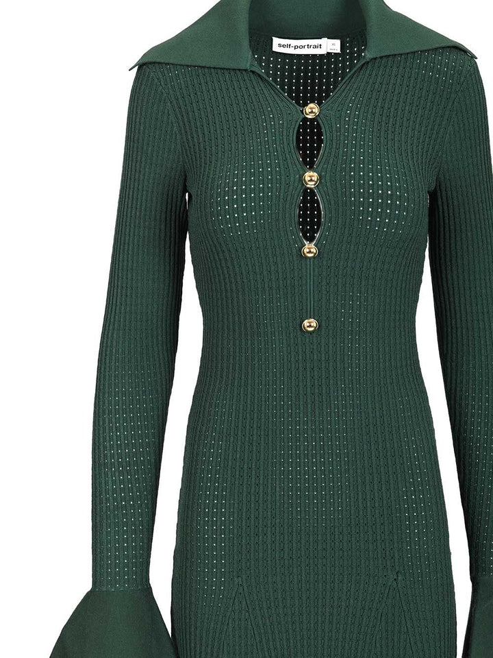 Self-Portrait Kknitted Midi Dress Dresses - Green | a7a6df5abcc54b77e1b18dbc1201f9e2583c6c1d