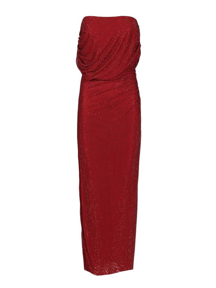 Self-Portrait Burgundy Rhinestone Drape Midi Dress Dresses - Bordeaux | 9e589292611b52af0180cad4354419e8f5e2bb47