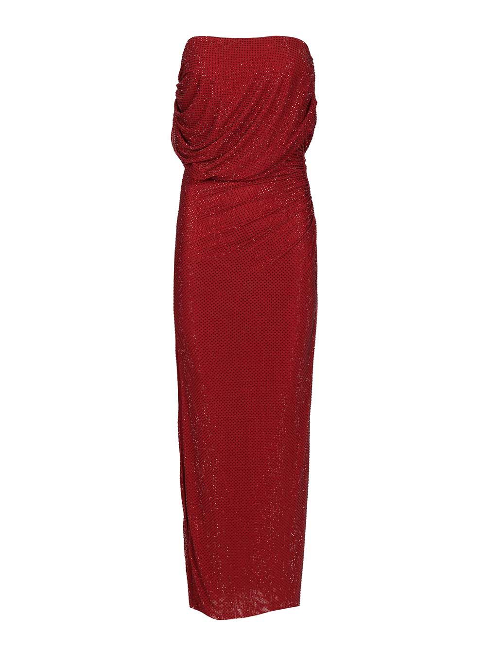 Self-Portrait Burgundy Rhinestone Drape Midi Dress Dresses - Bordeaux | 9e589292611b52af0180cad4354419e8f5e2bb47