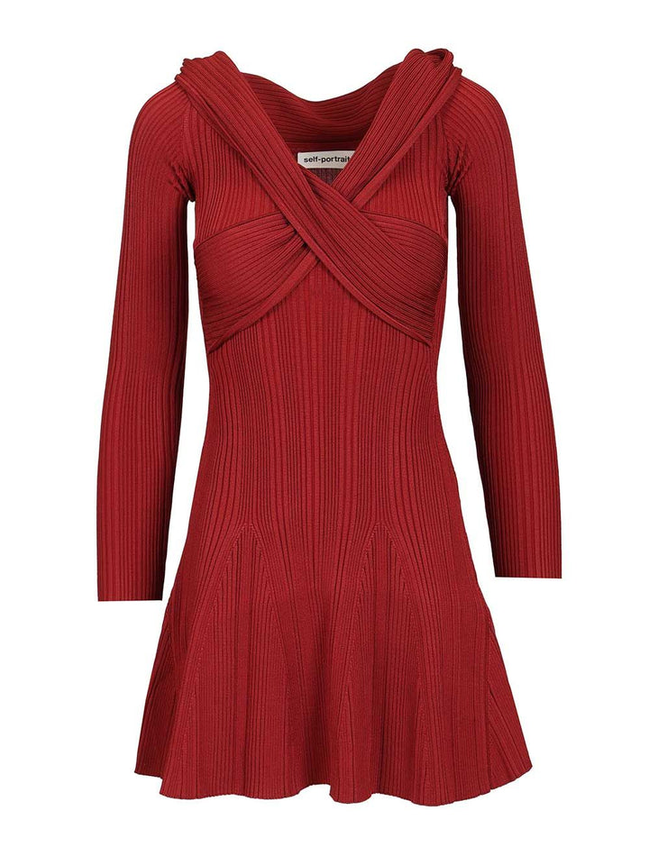 Self-Portrait Knit Mini Dress Dresses - Bordeaux | 83242618cbd8f0bcf1155c6697e953ea1639d051