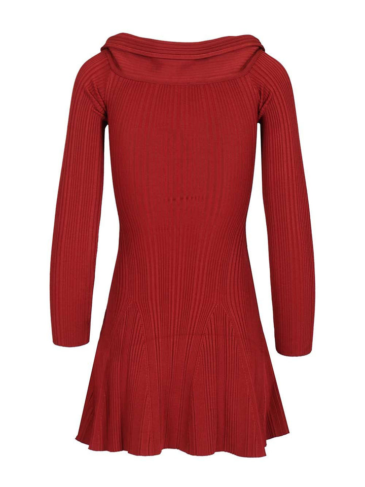 Self-Portrait Knit Mini Dress Dresses - Bordeaux | 0c43635bd6e572d3c7442ff246f51d0314a48e86