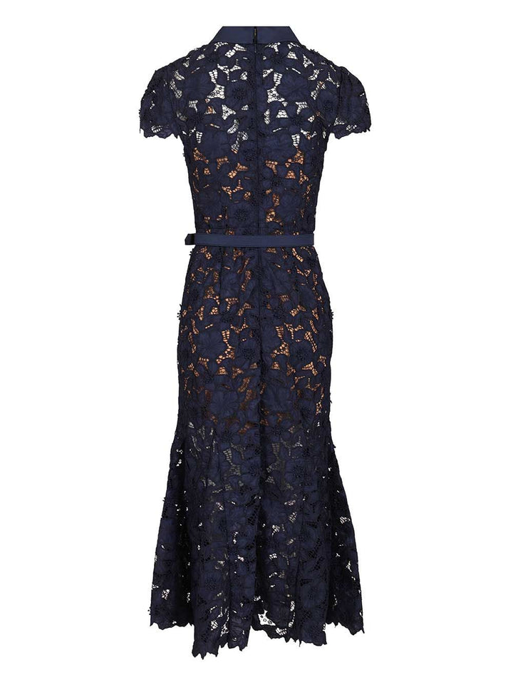 Self-Portrait Guipure Lace Midi Dress Dresses - Blue | 423ced48b4a39ce4a1357135cd26c4f19119dd68
