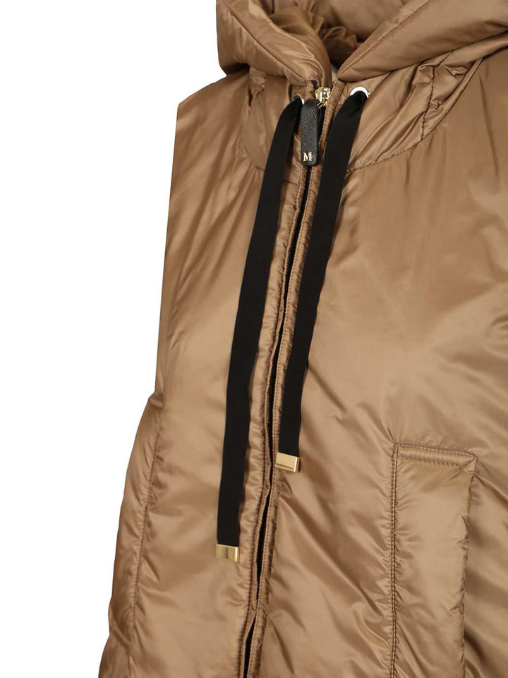 Max Mara The Cube Padded Vest With Hood Coats - Brown | 140842d3b87c8da4188b89f2f3d3fde72a1724b9