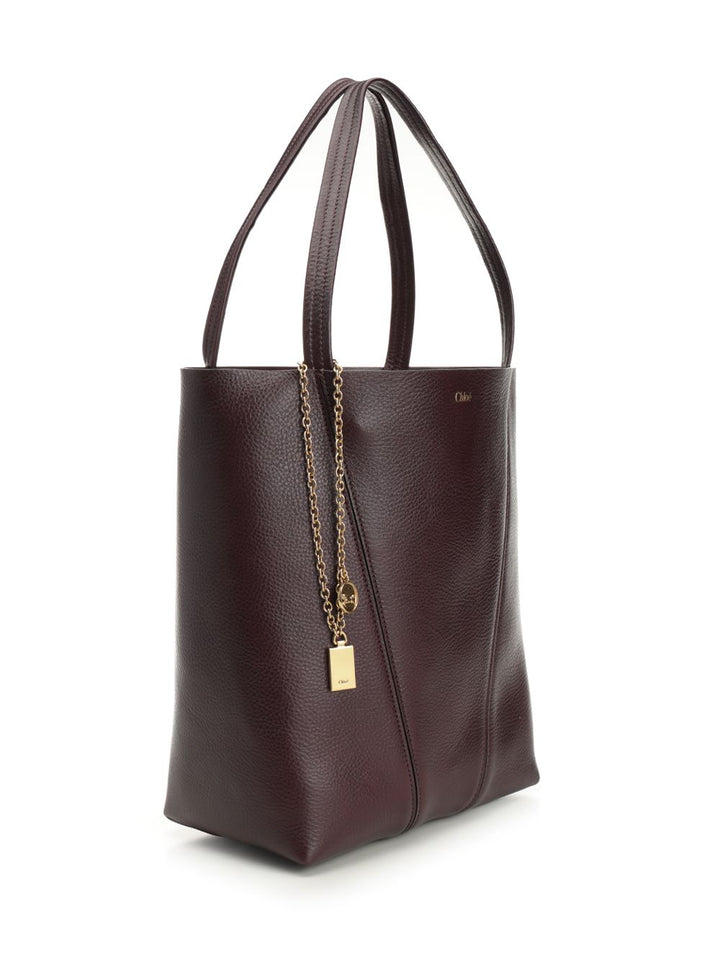 Chloe' Chloé Spin Large Hammered Leather Tote Bag Handbags - Bordeaux | 4734304c6dbb1cf7c872aa208398b5ce86bc3665