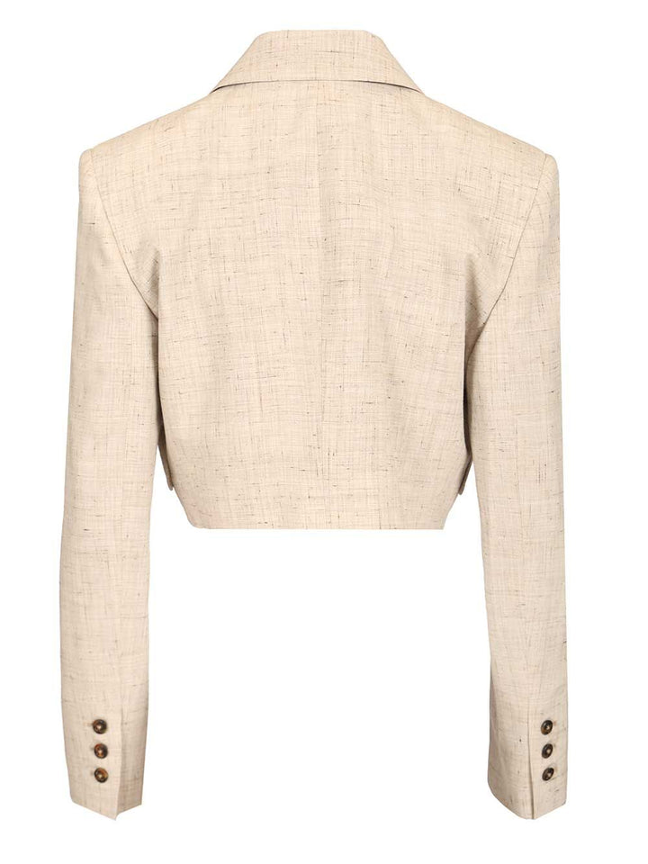 Vivienne Westwood Double-Breasted Cropped Blazer Jackets - Beige | b618e7d33787289cdf7cee9768fed6cb72c25396