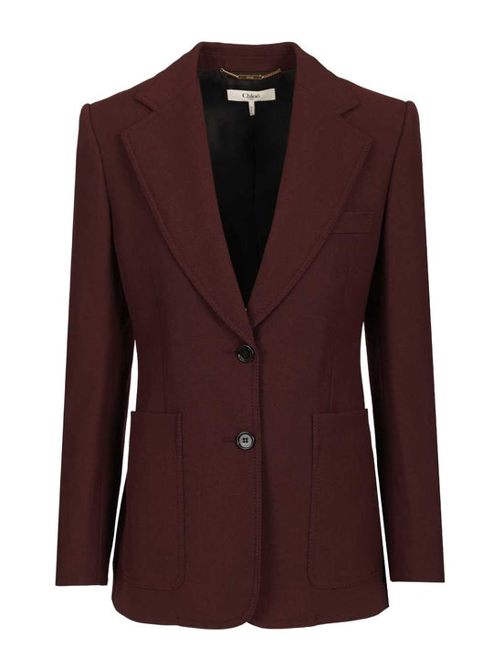 Tailored Single-Breasted Jacket In Wool Gabardine Jackets Bordeaux