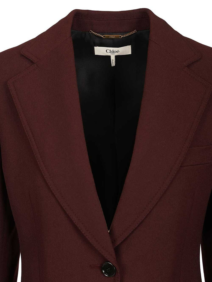 Chloe' Suits Sigle Breasted Blazer Jackets - Bordeaux | df0844217da7839f87cd0249599449b93d032da2