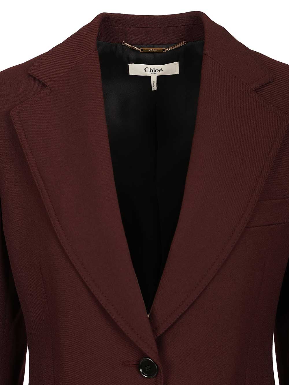 Chloe' Tailored Single-Breasted Jacket In Wool Gabardine Jackets - Bordeaux | df0844217da7839f87cd0249599449b93d032da2