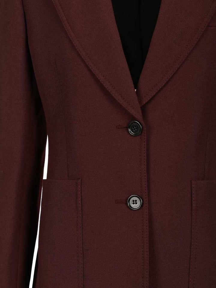 Chloe' Tailored Single-Breasted Jacket In Wool Gabardine Jackets - Bordeaux | baace104188c0e84983057b708631b7f8d841ffc