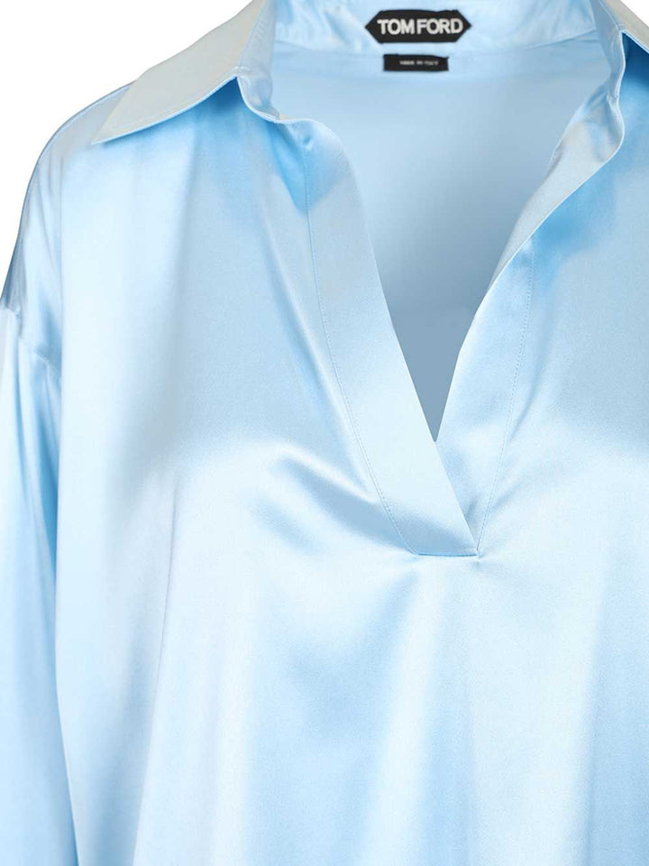 Tom Ford Silk Polo Shirt Shirts - Light blue | 797c22441224618d69f2be9e528557068d011e5c