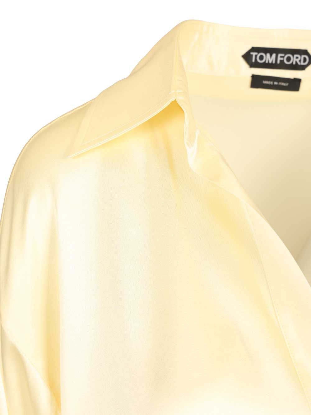 Tom Ford Stretch Silk Satin Polo Shirts - Yellow | 7c15f254ed0495f7d86c9becdde41060ca2389a2