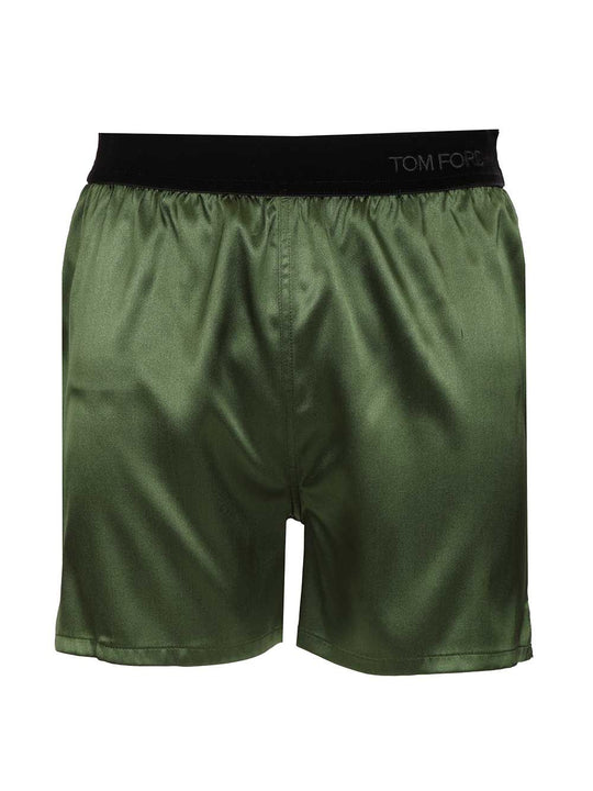 Silk Satin Shorts Trousers Green