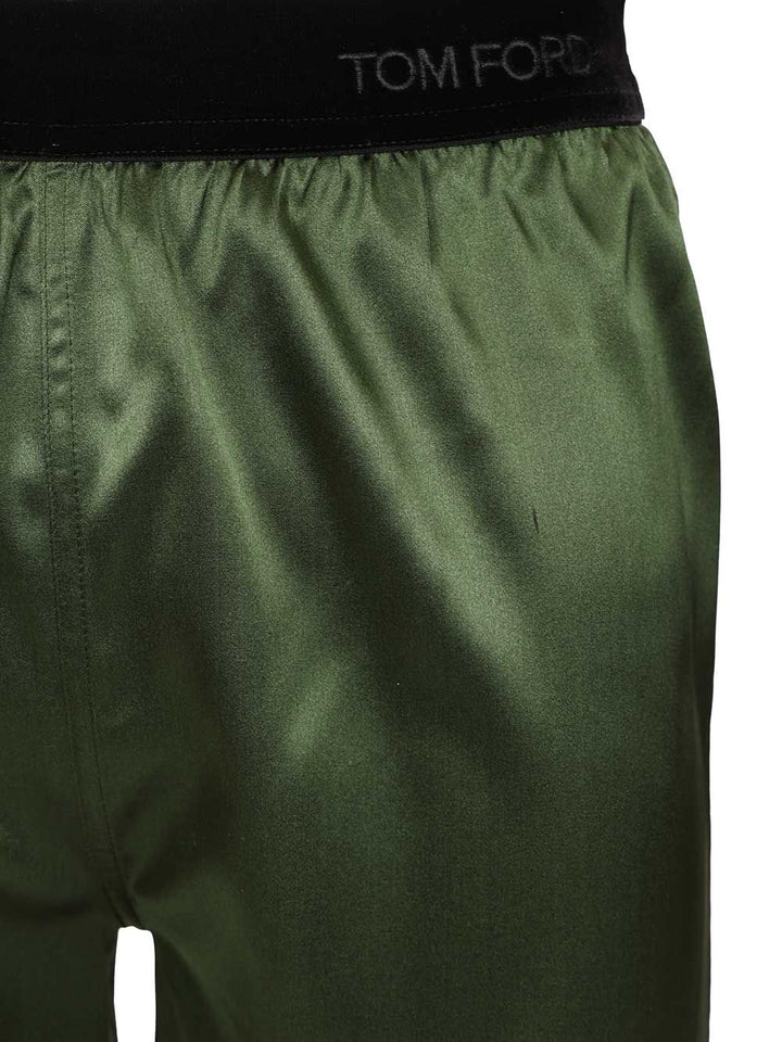 Tom Ford Stretch Silk Satin Pj Shorts Trousers - Green | e27c832f01996c9ba4f16e7681cb179a1eeb832c