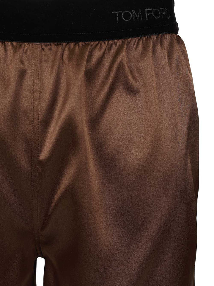 Tom Ford Silk Satin Shorts Trousers - Brown | 7fc22bebe5a726290aeb0a0d9a37932f19df03ea