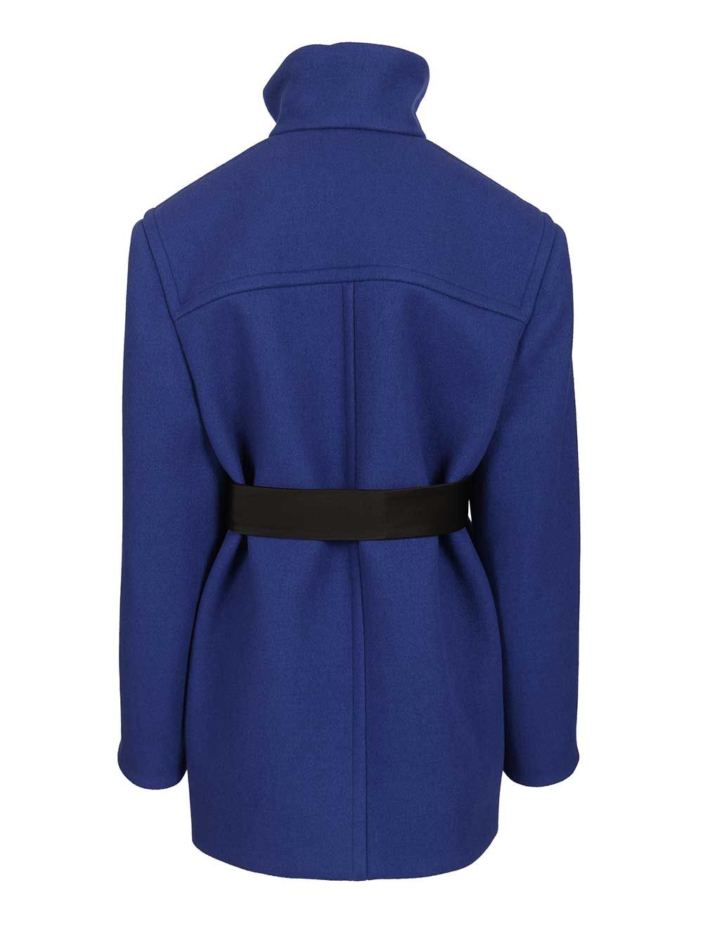 Saint Laurent Short Coat With Belt Coats - Blue | 91ee42e3967e470411a0472c8785ce2555d3fde7
