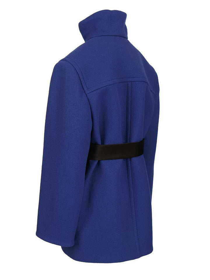 Saint Laurent Short Coat With Belt Coats - Blue | 758f06a645fef1a6b14263c90ecb56d842bba3eb