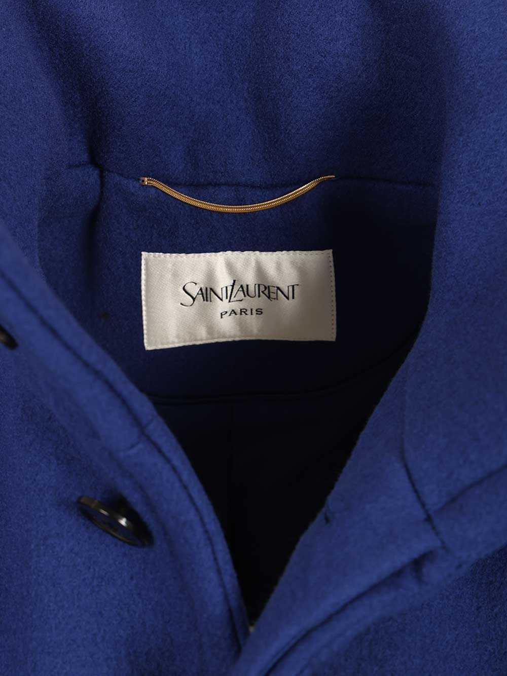 Saint Laurent Short Coat With Belt Coats - Blue | e60584f96aa1ed0347cbc32cbe151445041b705b