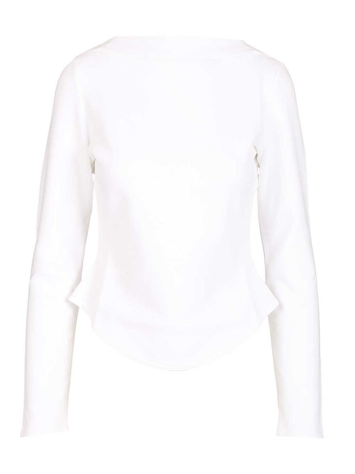 AlaÏA Long-Sleeved Cotton Jersey T-Shirt - White | 0705a17146accae84cead7079fe77f5e6c9bcfdb