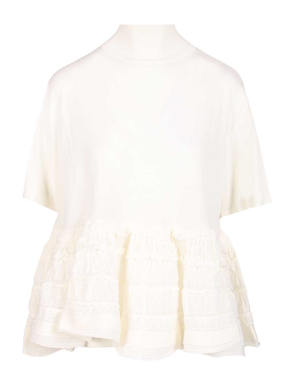 AlaÏA Cryoline Wool Top Knitwear - White | ad32fed0cfa201f6aa118b05ca1be5623705ca7e