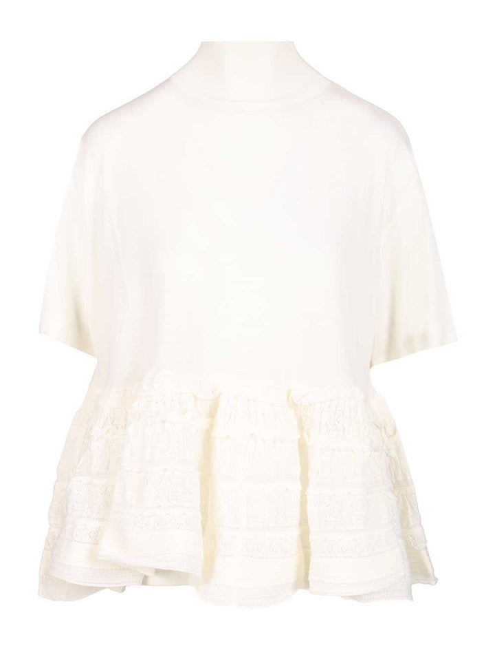 AlaÏA Cryoline Wool Top Knitwear - White | ad32fed0cfa201f6aa118b05ca1be5623705ca7e