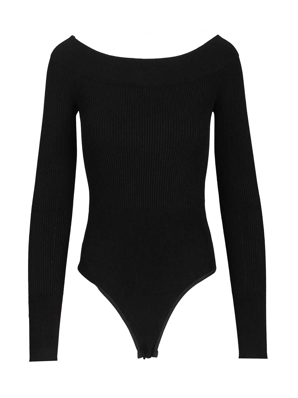 AlaÏA Ribbed Knit Bodysuit Tops - Black | 0b3782a83322d017b61c28334bb905793d5de048