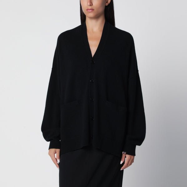 Asymmetrical Black Cashmere Cardigan