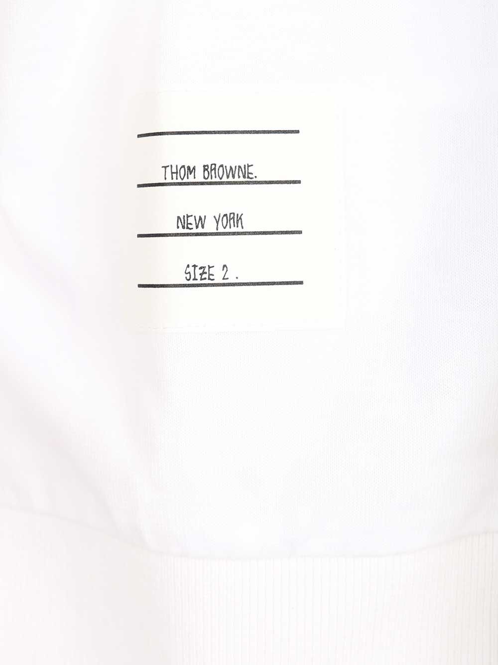 Thom Browne Garment Dyed Short Sleeve Rib Cuff Tee In Med Weight Jersey W/ Overdyed 4 Bar T-Shirt - White | 15828579c47ca174ed58f4e41f01e53bebc23253