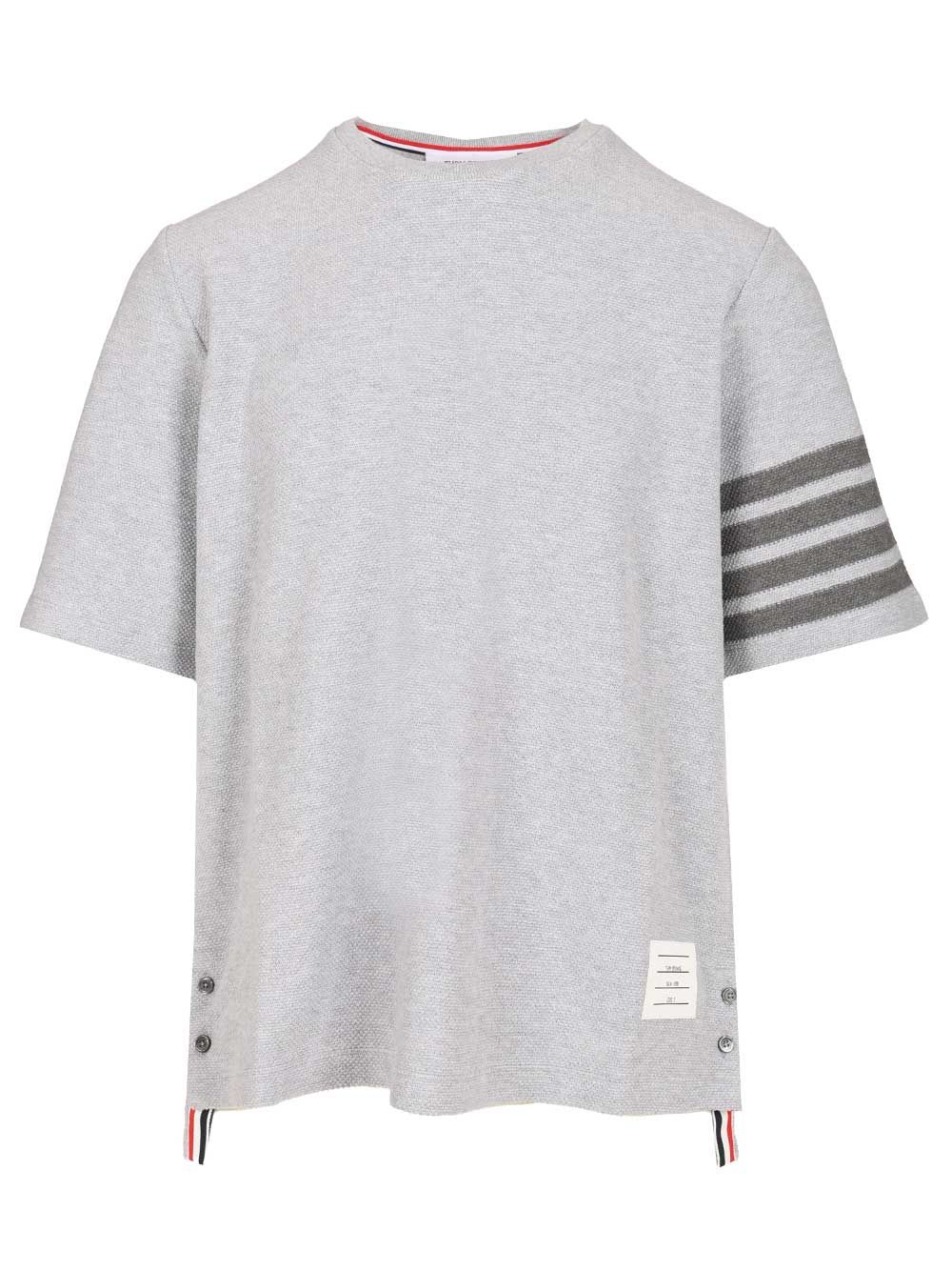 Thom Browne Short-Sleeved Cotton T-Shirt - Grey | 60681b4f36ece71bbaeed94ecdbe3d0856ce71fd