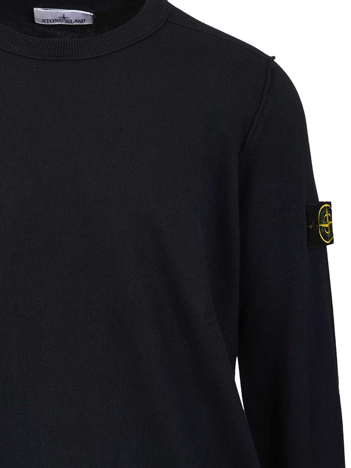 Stone Island Crew Neck Soft Organic Cotton Knitwear - Blue | 1b5c807b9c6f7595a9a832203e94427c7350c93d