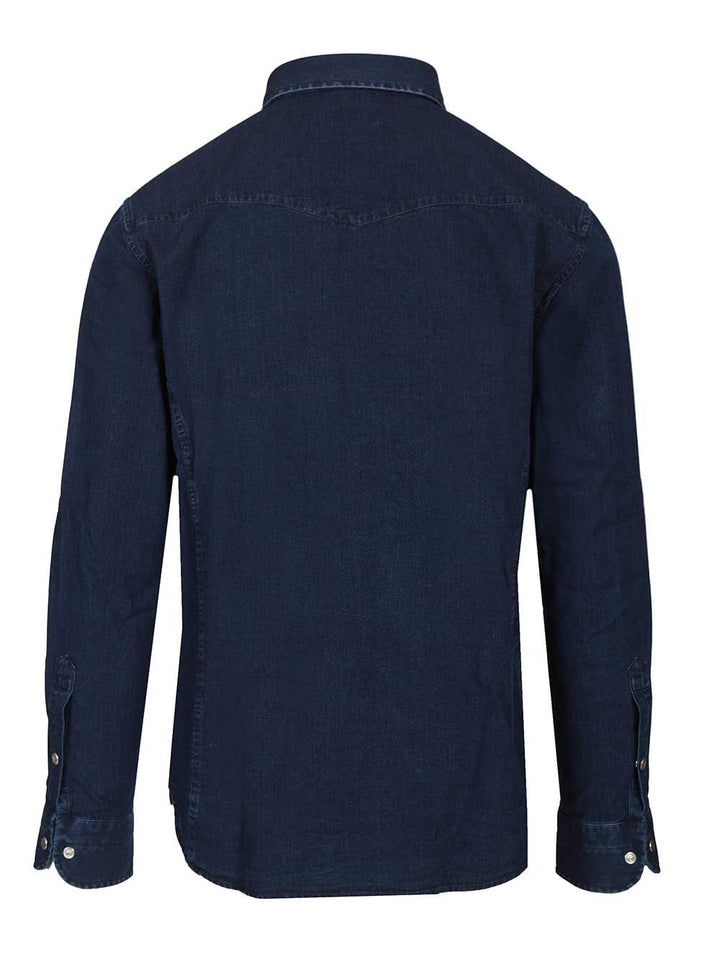 Tom Ford Denim Light Poplin Slim Fit Western Shirt Shirts - Blue | feedc18c040dff969bfa857b0ddbeb550f14f2ac