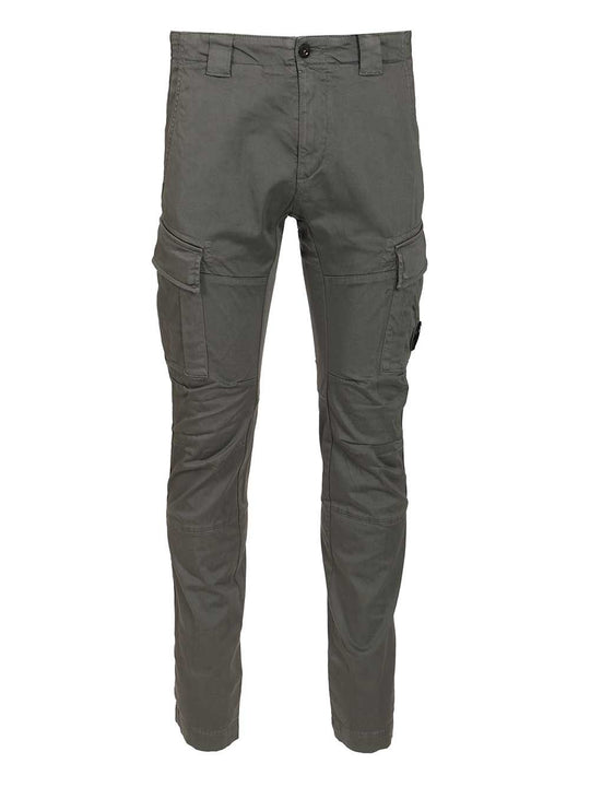 Stretch Cotton Satin Trousers Grey