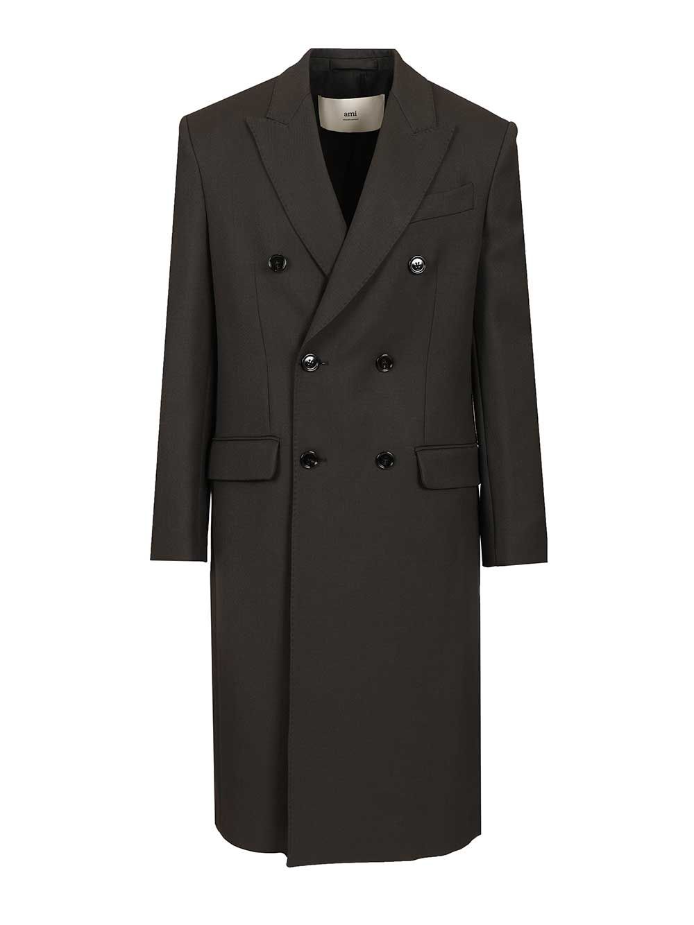 Ami Double Breasted Straight Coat Coats - Grey | 8765ad2fbc22f935ab492c0a4fee11591f2b0fd1