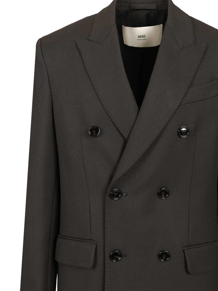 Ami Double-Breasted Wool Coat Coats - Grey | 596471fc9cfa01e978f33985b414904cc39a2f60
