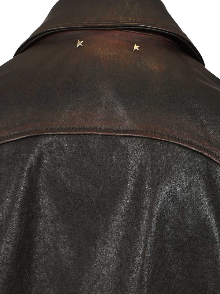 Golden Goose Deluxe Brand Journey M's Bomber Jacket Prince Nappa Leather Jackets - Blue | f6c977e9d30dcfb1574feff5e6e39d56ffab6b24