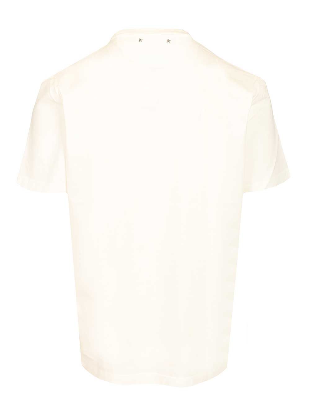 Golden Goose Deluxe Brand Journey M's  Regular Light Cotton Jersey Contrast Logo Print T-Shirt - White | 4213920f731afaacc25022565486f9f68cdce654