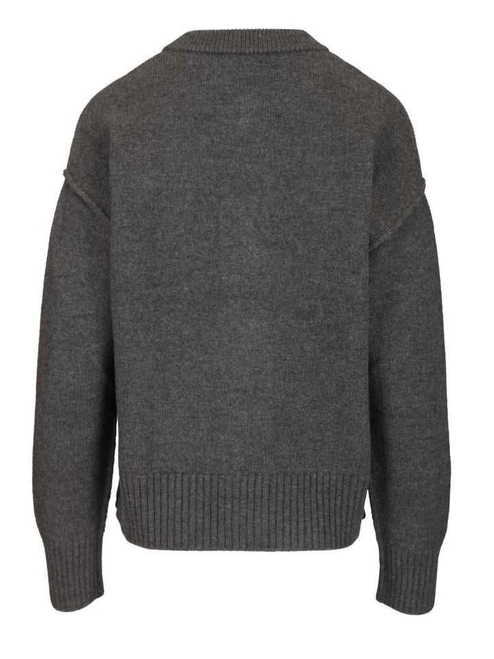 Ami Wool Cardigan Knitwear - Grey | df6c7ada15b6e6974d07c0bac5fb7efaa2badede