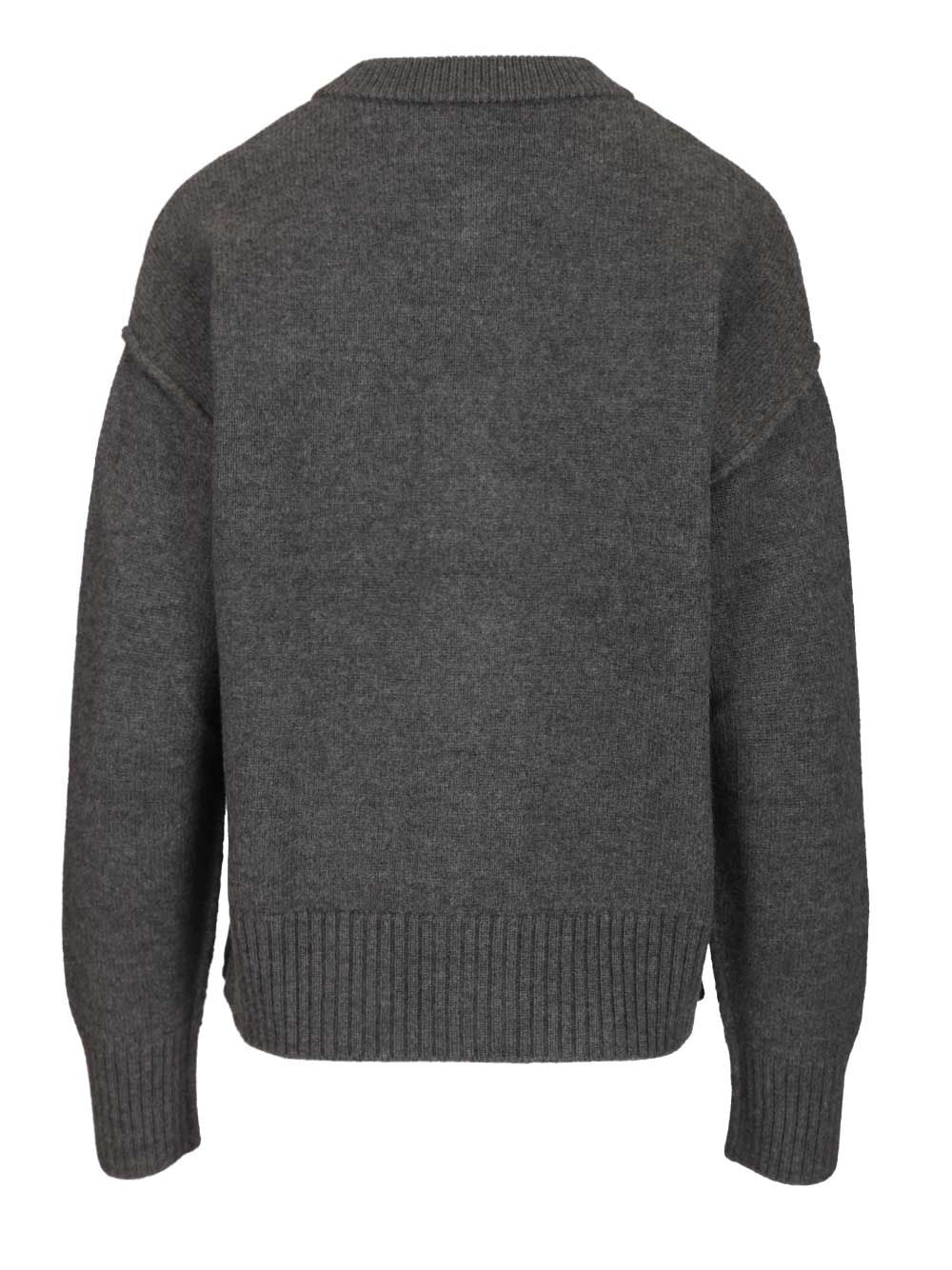 Ami Wool Cardigan Knitwear - Grey | df6c7ada15b6e6974d07c0bac5fb7efaa2badede