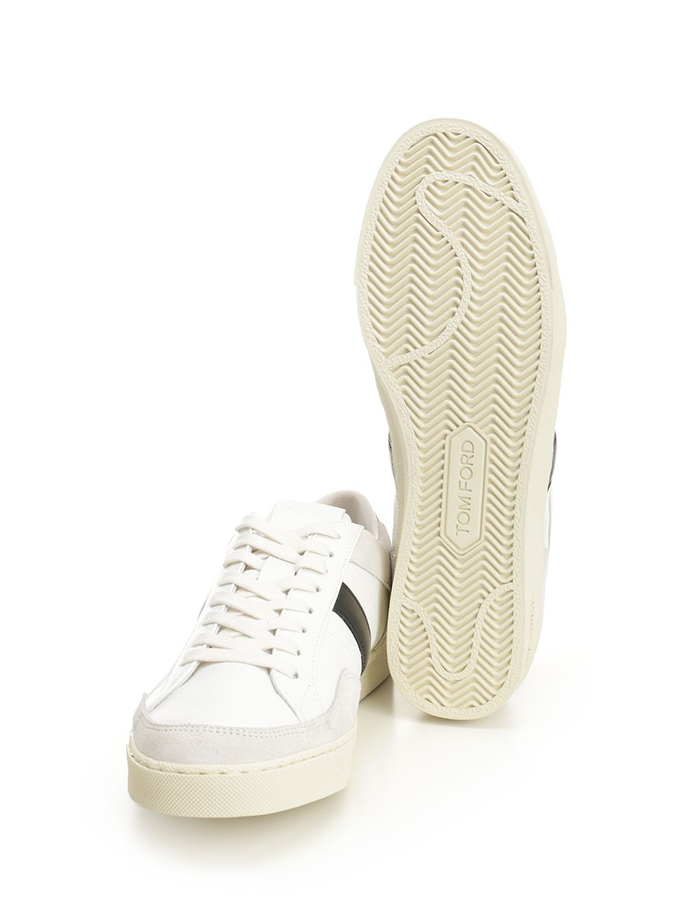 Tom Ford Suede + Grain Leather Low Top Sneakers - White | 100e3730ea7bfaa496bc25f454860cc79ef9c561