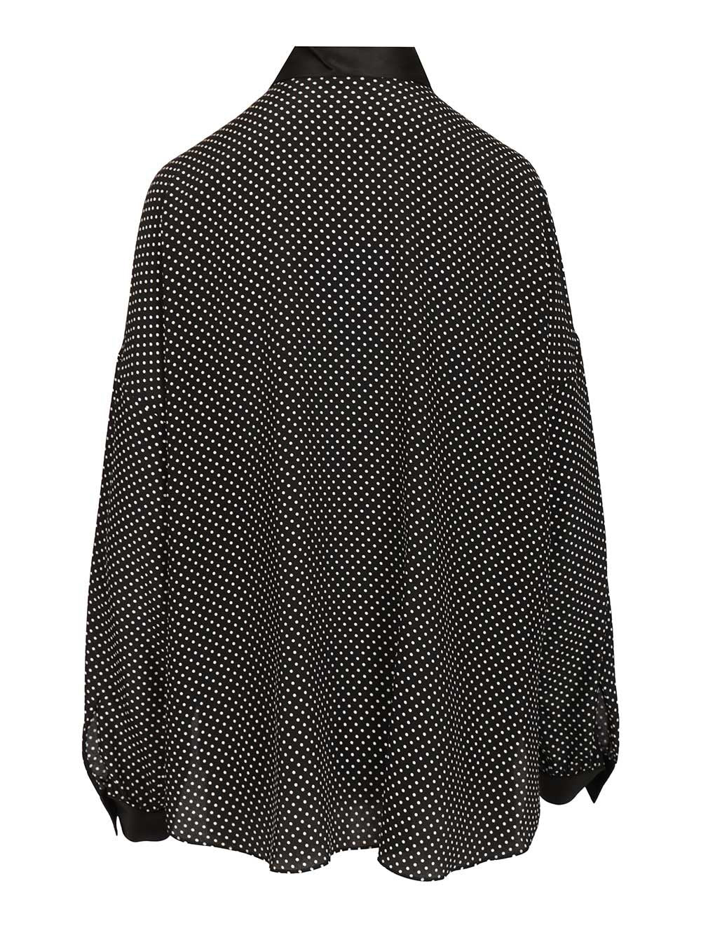 Tom Ford Polka Dot Silk Satin Blouse With Lavallière Collar Shirts - Black | 86c432db87a1e1d6c01148d363eef62f3293f76e