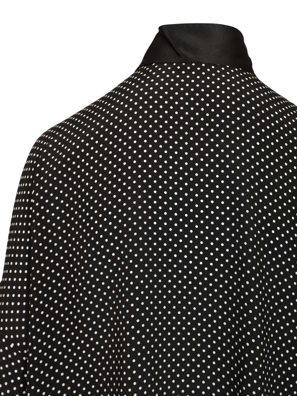Tom Ford Printed Small Polka Dot Silk Crepe De Chine Lavalliere Tunic Top Shirts - Black | d1a6bdd1cfff223339abe94386979f0ded1dd5aa