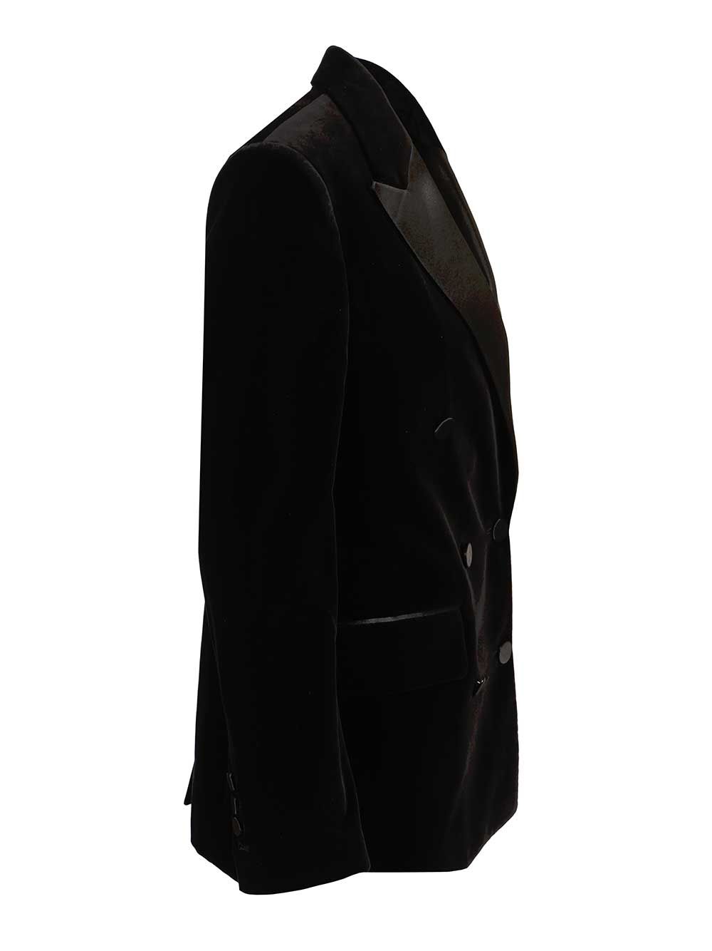 Golden Goose Deluxe Brand Journey W's Boyfriend Db Jacket Laurene Cotton Velvet W Contrast Satin Jackets - Black | 8243e8593fc004d9429018ff18b1215a86b77460