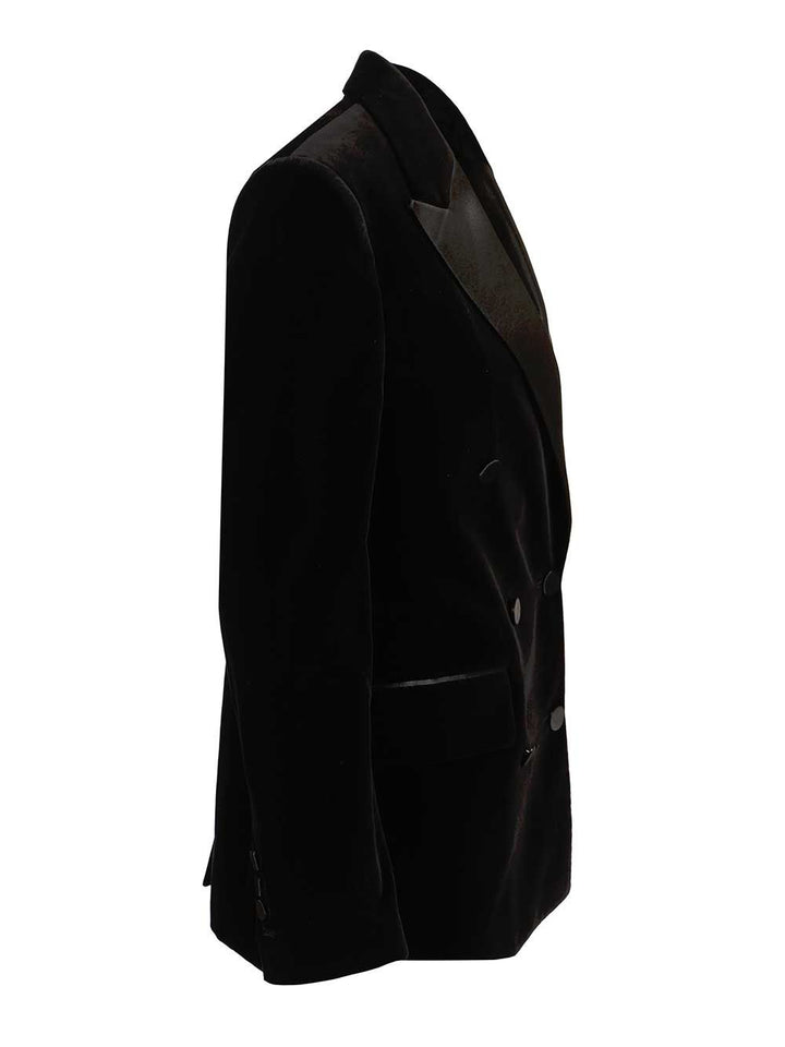 Golden Goose Deluxe Brand Journey W's Boyfriend Db Jacket Laurene Cotton Velvet W Contrast Satin Jackets - Black | 8243e8593fc004d9429018ff18b1215a86b77460