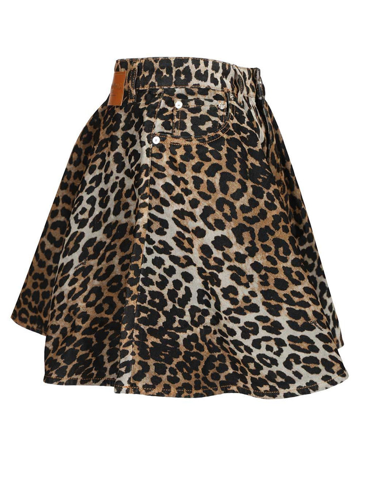 Ganni Printed Flock Denim Mini Skirt Skirts - Animalier | 690d7af88d98e3e5ffd446a4b1131ae278e994fc
