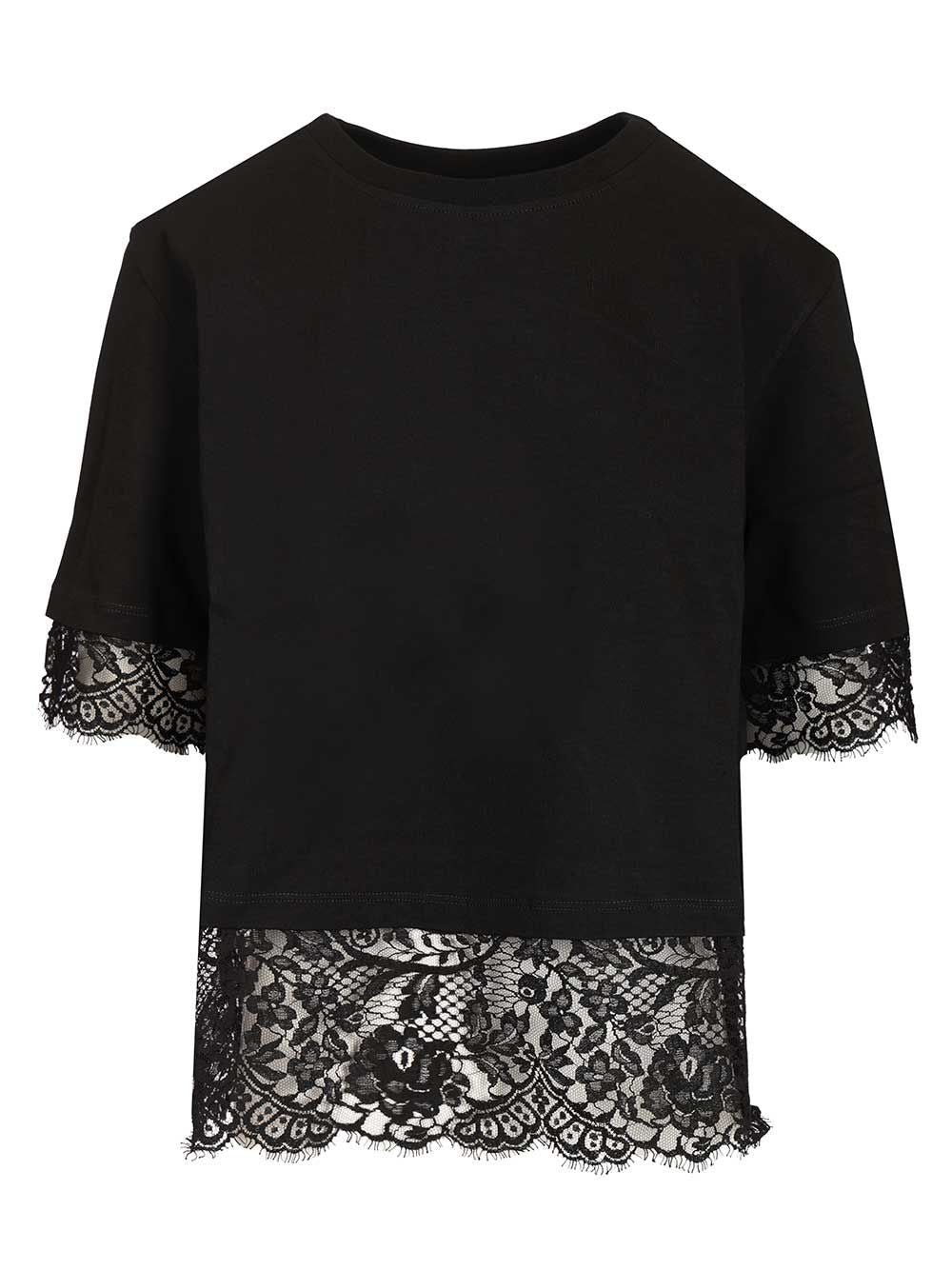 Mcqueen Lace Layer T-Shirt - Black | d29e7b95fe511f8bc6ea8de70a4821484d26c817