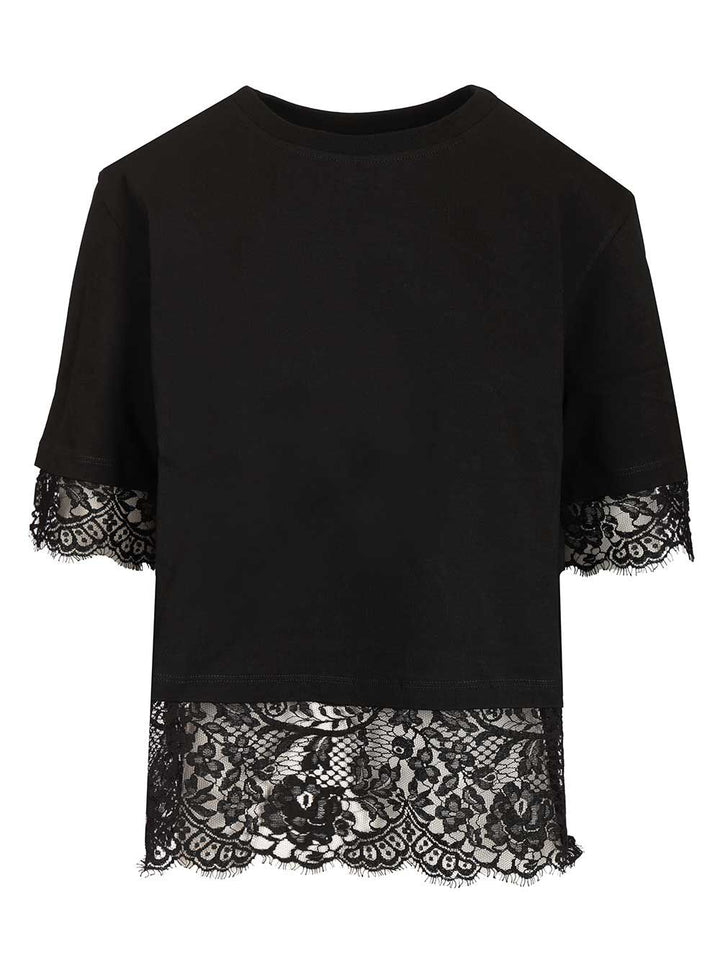 Mcqueen Lace Layer T-Shirt - Black | d29e7b95fe511f8bc6ea8de70a4821484d26c817