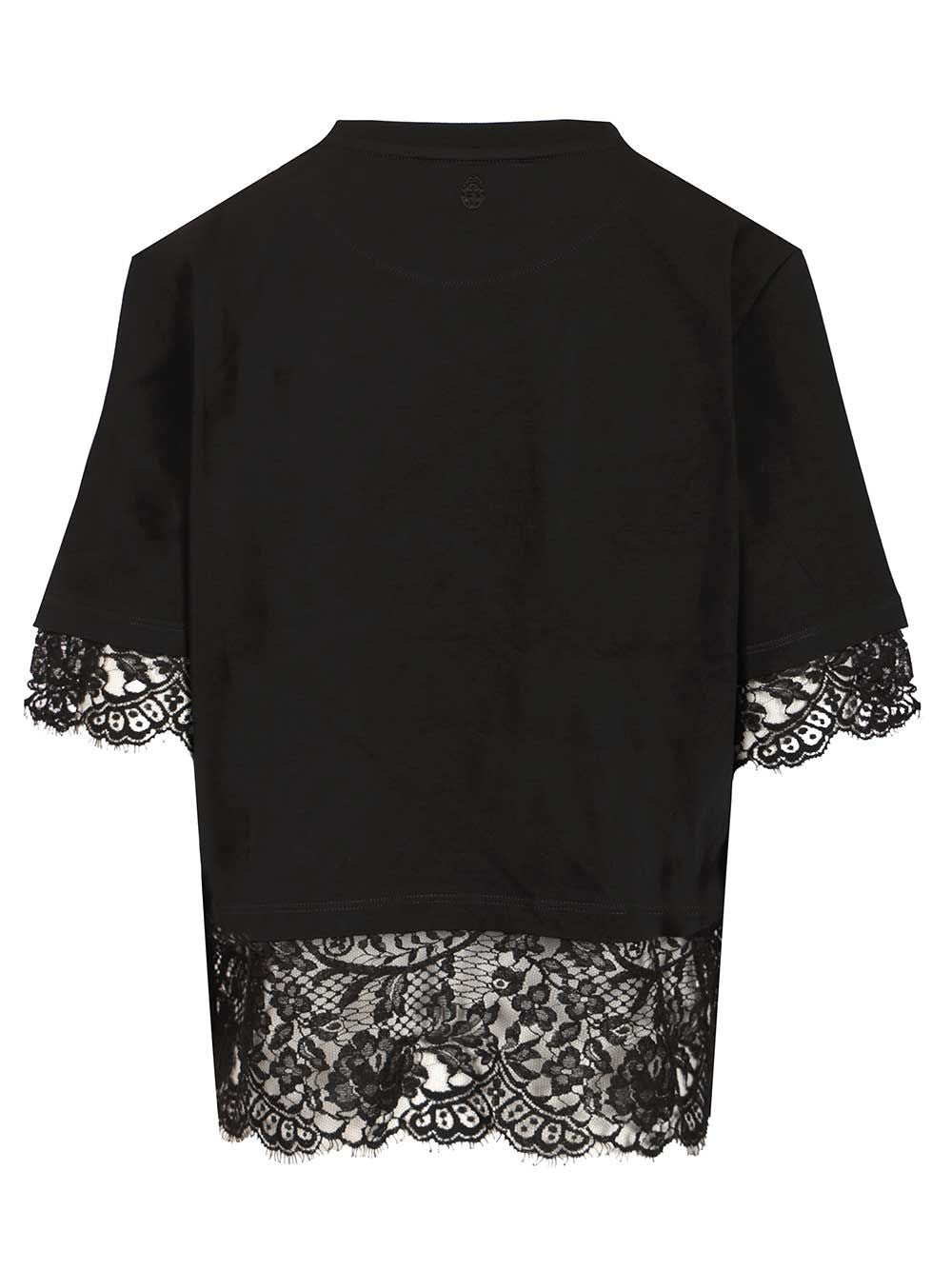 Mcqueen Lace Layer T-Shirt - Black | 8fdf039e3a35871728dbb34ae8af37423c0cd864