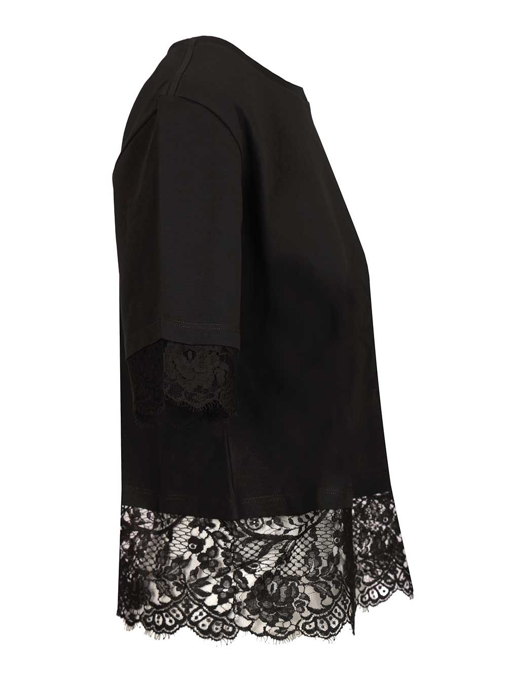 Mcqueen Lace Layer T-Shirt - Black | ae11ba7af612bcd4eed16fa612a10c8794ef40f7